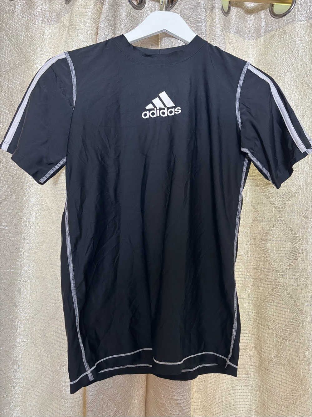 Kids adidas Black Short-Sleeve Performance Tee with White Logo